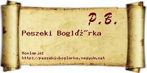 Peszeki Boglárka névjegykártya